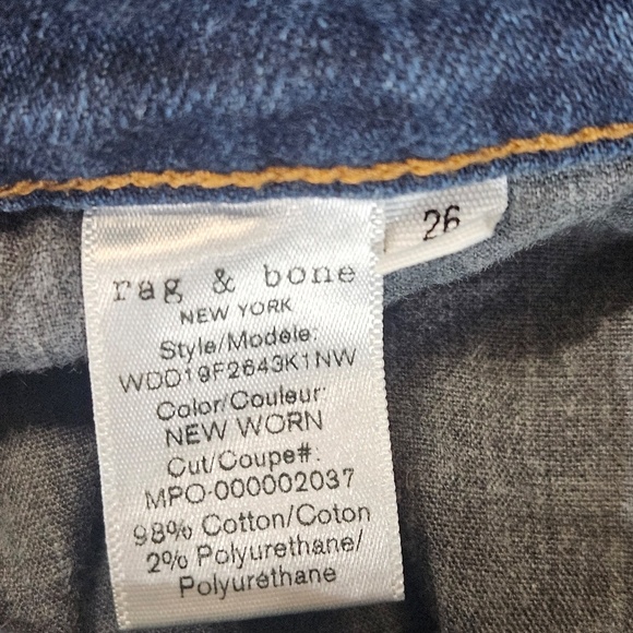 Rag & Bone Jeans Womens 26 Blue Denim Dre Low-Rise Made‎ in USA Slim Boyfriend - Picture 3 of 12